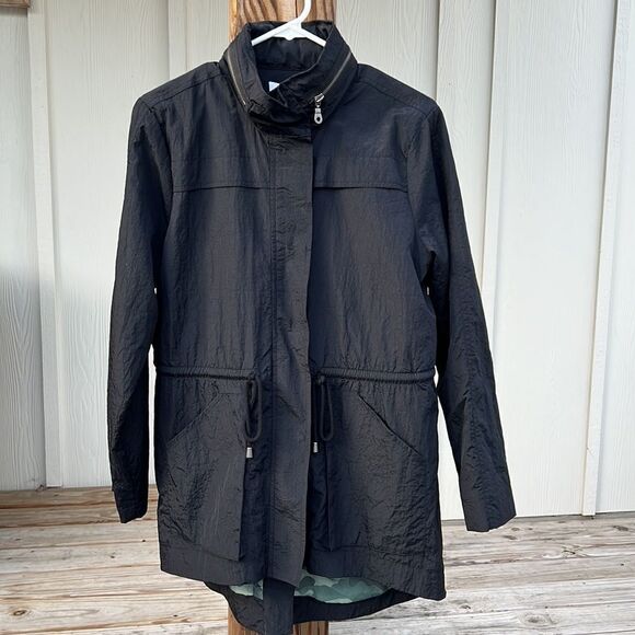 Black Lightweight Anorak/ Utility Jacket w optional hood & drawstring waist - Picture 4 of 9